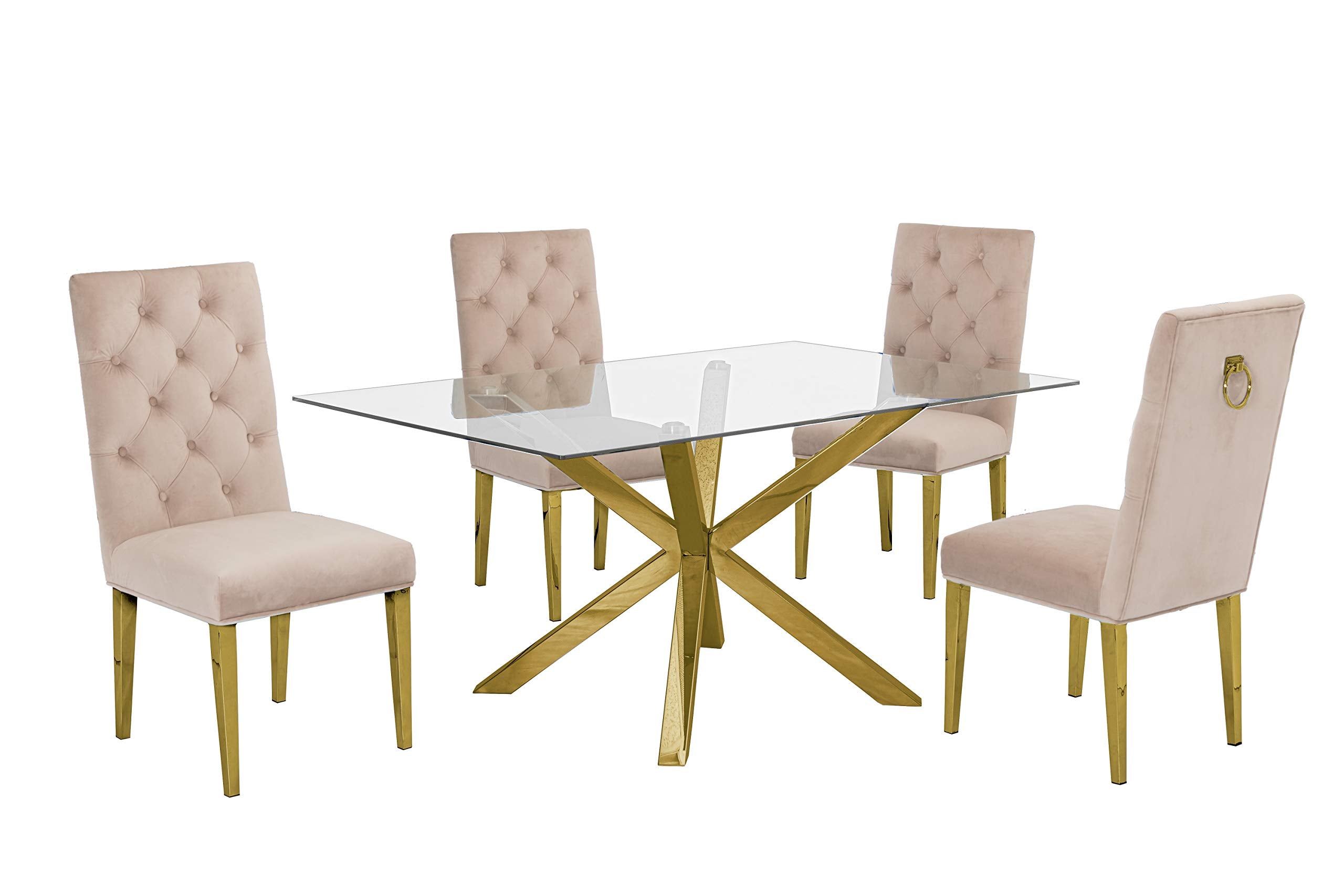 Furniture D61-4Sc76 Dining Set, Beige